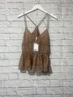 Divided Brown Floral Peplum Camisole and pant